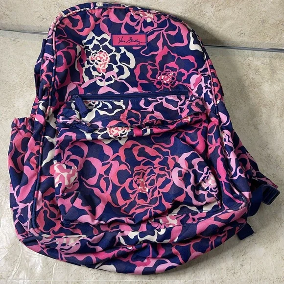 Vera Bradley Plum Floral Print Campus Backpack with Pink & Teal Accents Amazon.com: Vera Bradley Women main image 3